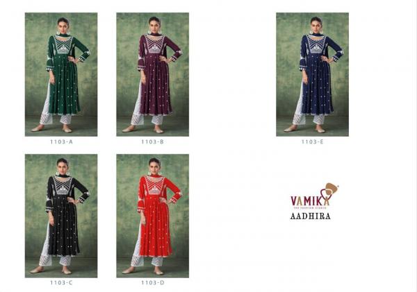 Vamika Aadhira Pure Rayon Kurti With Bottom Dupatta Collection 